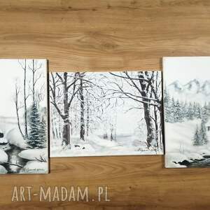 posezonowa wyprzedaż zestawu obrazów w stylu skandynawskim - tryptyk zimowy