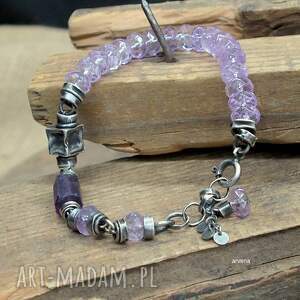 ametyst - bransoletka 016, biżuteria autorska ametystu, srebro