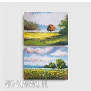 pejaże-dwie prace pastelami suchymi pejzaż drzewo