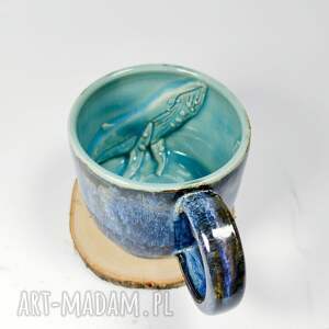 handmade ceramika rezerwacja kubek duży kamionkowy - z wielorybem - ocean - 300 ml