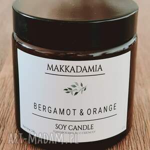 handmade świeczniki świeca roślinna bergamot & orange