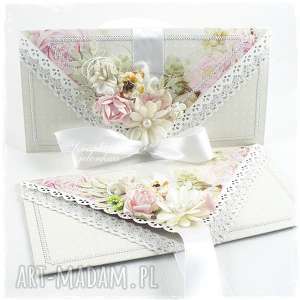 scrapbooking kartki kopertówka - kartka na wiele okazji, ślub, chrzest, kwiaty