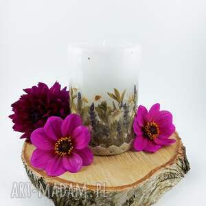 świeca romantyczna z suszonymi trawami kwiatami dekoracja do domu ozdoba suszone