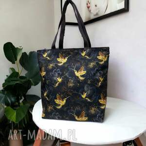 handmade torba zakupowa na ramię wodoodporna kolibry glamour