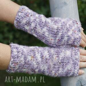 ręcznie wykonane rękawiczki mitenki melanżowe w fiolecie