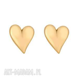 Złote kolczyki małe serduszka, pozłacane, serce