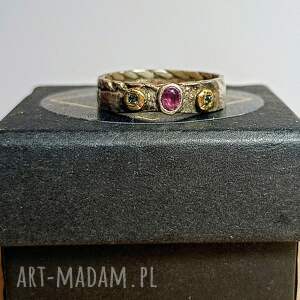 argentum vita srebrny pierścionek z naturalnymi szafirami, srebrna biżuteria