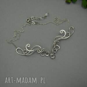 Oryginalny naszyjnik z kryształem górskim - wire wrapping, stal chirurgiczna (42-48 cm)