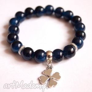 bransoleta navy stones clover kamienie koniczyna, zawieszka charms