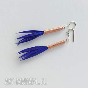 piórko kolczyki miedź, zmatowione, święta