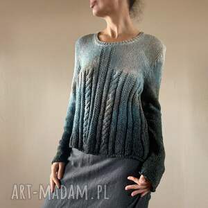 handmade swetry cieniowany sweter z naturalnej przędzy