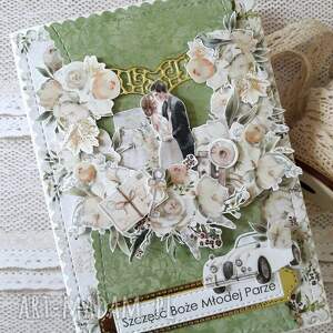 handmade święta upominek kartka ślubna z kwiatowym sercem 2