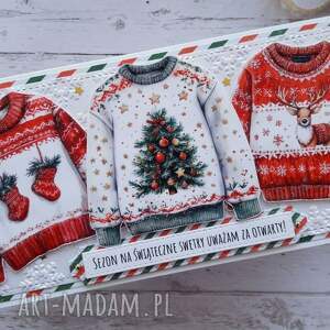 pomysł na prezenty Kartka świąteczna ze swetrami