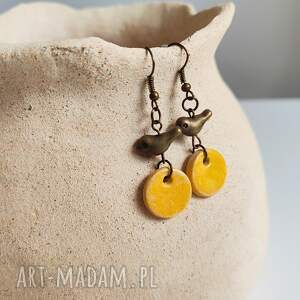 kolczyki z ptaszkiem, ceramika prezent