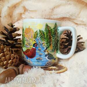 kubki bażant i czajka w pejzażu kubek ręcznie malowany 270 ml malowana