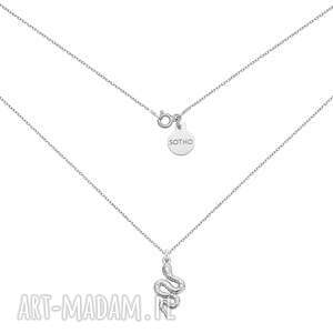 Srebrny naszyjnik z gniecionym wężem, srebro, wąż