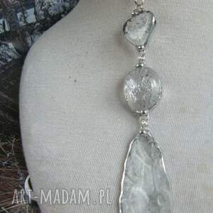 długi naszyjnik chwost wisiorek, neutralny kryształowy, kobieta prezent dla niej