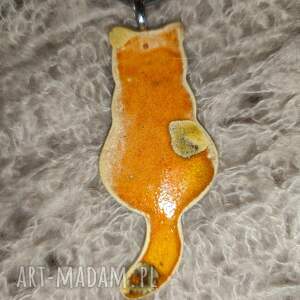 wisior ceramiczny kot, naszyjnik biżuteria natura