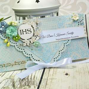 scrapbooking kartki pamiątka i komunii św - błękitny poranek, kartka, święta