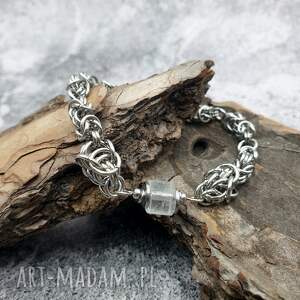 bransoletka chainmaille - mistyczny kryształ góski z kryształem