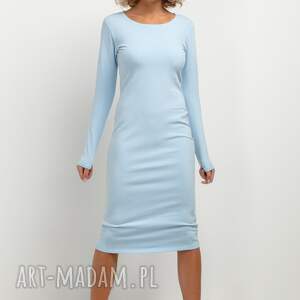 sukienki prosta sukienka dresowa t377, jasnoniebieska