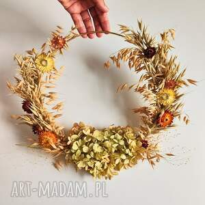 jesienny, lekki, naturalny wianek na drzwi, jesienne dekoracje dekoracja domu