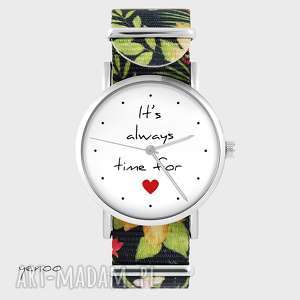 handmade zegarki zegarek - it is always time for love kwiaty, nato