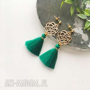 kolczyki boho ombre - green chwostami lato