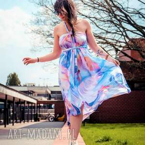 spódnica kopertowa - sukienka z wieloma opcjami wiązania, kolor, pastele