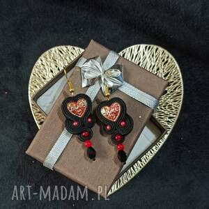 kolczyki sutasz nane serca walentynki, z koralików