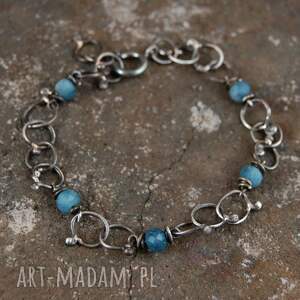 akwamaryn - srebrna bransoleta, łańcuch handmade