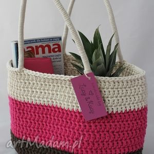 koszyk raspberry, torebka, torba naturalny, sznurek, szydełko