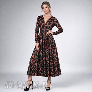 Amelia - panterka - rozkloszowana sukienka, efektowna, w panterkę