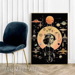 plakat kobieta kolaż astrologia - format 50x70 cm, sztuka