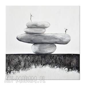 balancing act ii, obraz do salonu na płótnie, minimalistyczna abstrakcja zen