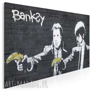 obraz na płótnie - banksy film banany 120x80 cm 20207, street art, mural