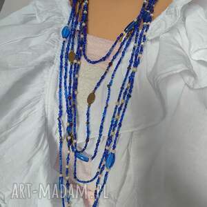 Prezent Naszyjnik Kaskadowy Długi Szafirowy Hematyt