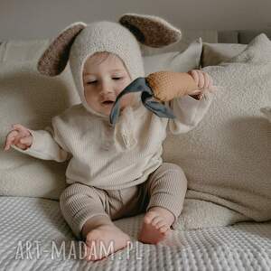 Czapeczka niemowlęca Happy Bunny z alpaki i jedwabiu