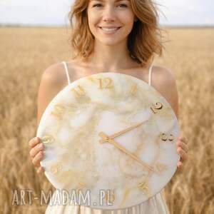 Prezent Ręcznie wykonany zegar ścienny z żywicy epoksydowej - okrągły