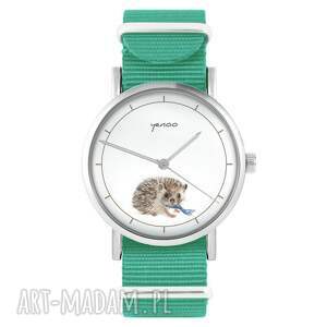 zegarek - jeżyk turkusowy, nylonowy niej, dziewczynki, prezent