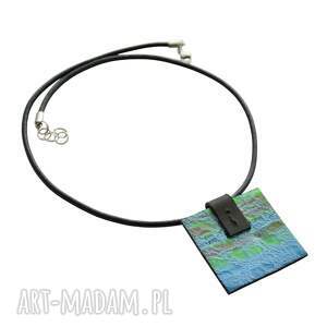 PMPB-Style, Rzemień skórzany z zawieszką, naszyjnik niebieski zieleń