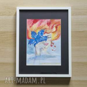 Jesień - autorska akwarela oprawiona w ramę, krajobraz