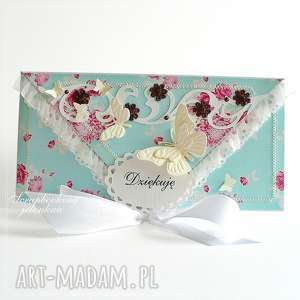 ręcznie wykonane scrapbooking kartki kopertówka z podziękowaniami