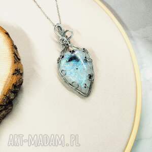 naszyjnik handmade kamień księżycowy stal nierdzewna wisiorek wirewrapping