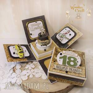 Prezent Exploding box na 18 urodziny, męska kartka urodzinowa