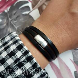BRANSOLETKA SKÓRZANA MAGNETOOS TRIPLE BLACK