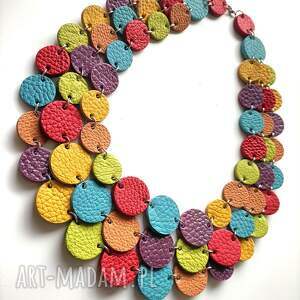 Prezent Skórzany naszyjnik trzywarstwowy w kolorach tęczy