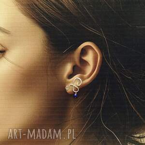 Srebrne Lines z lapisem lazuli, delikatne kolczyki