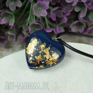 wisiorek serce - granat ze złotem z sercem biżuteria na prezent