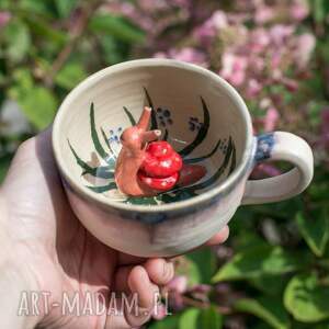 azulhorse filiżanka do herbaty z figurką ślimaka kawy beżowa trawa 350